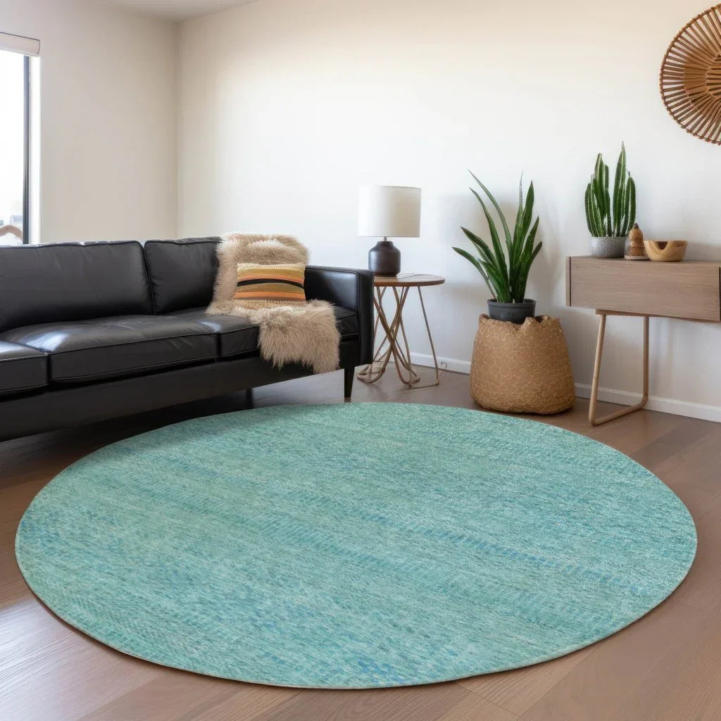 LOOMLAN Rugs Viviennea Teal Washable Indoor-Outdoor Rug