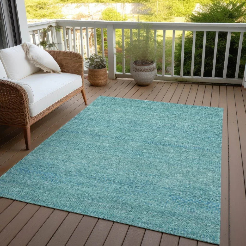 LOOMLAN Rugs Viviennea Teal Washable Indoor-Outdoor Rug