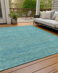 LOOMLAN Rugs Viviennea Teal Washable Indoor-Outdoor Rug