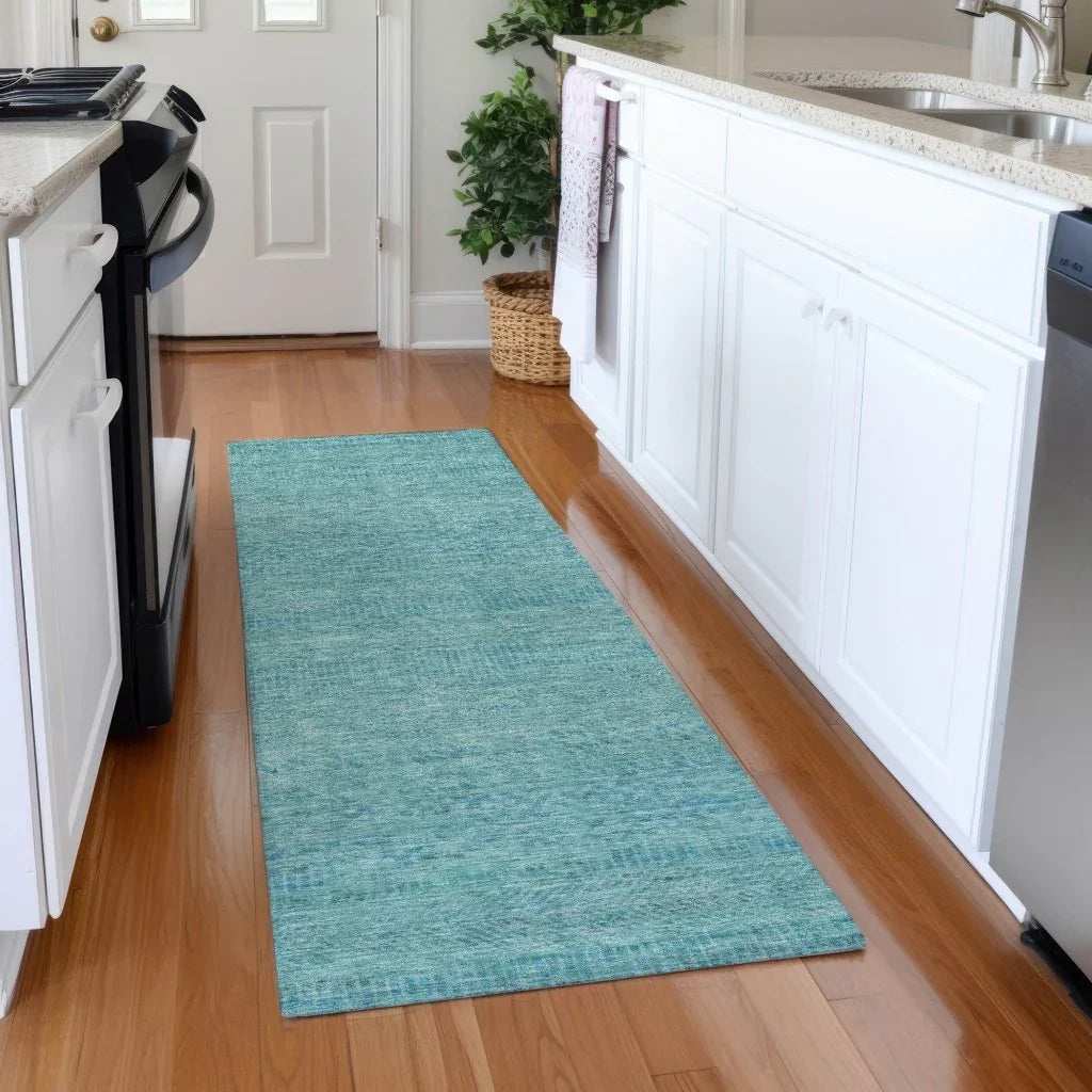 LOOMLAN Rugs Viviennea Teal Washable Indoor-Outdoor Rug
