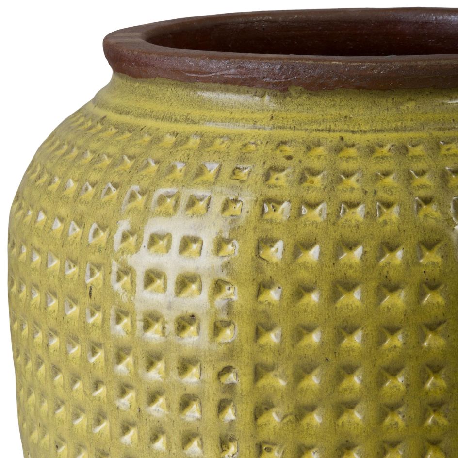 Emissary Waffle Yellow Ceramic Jar