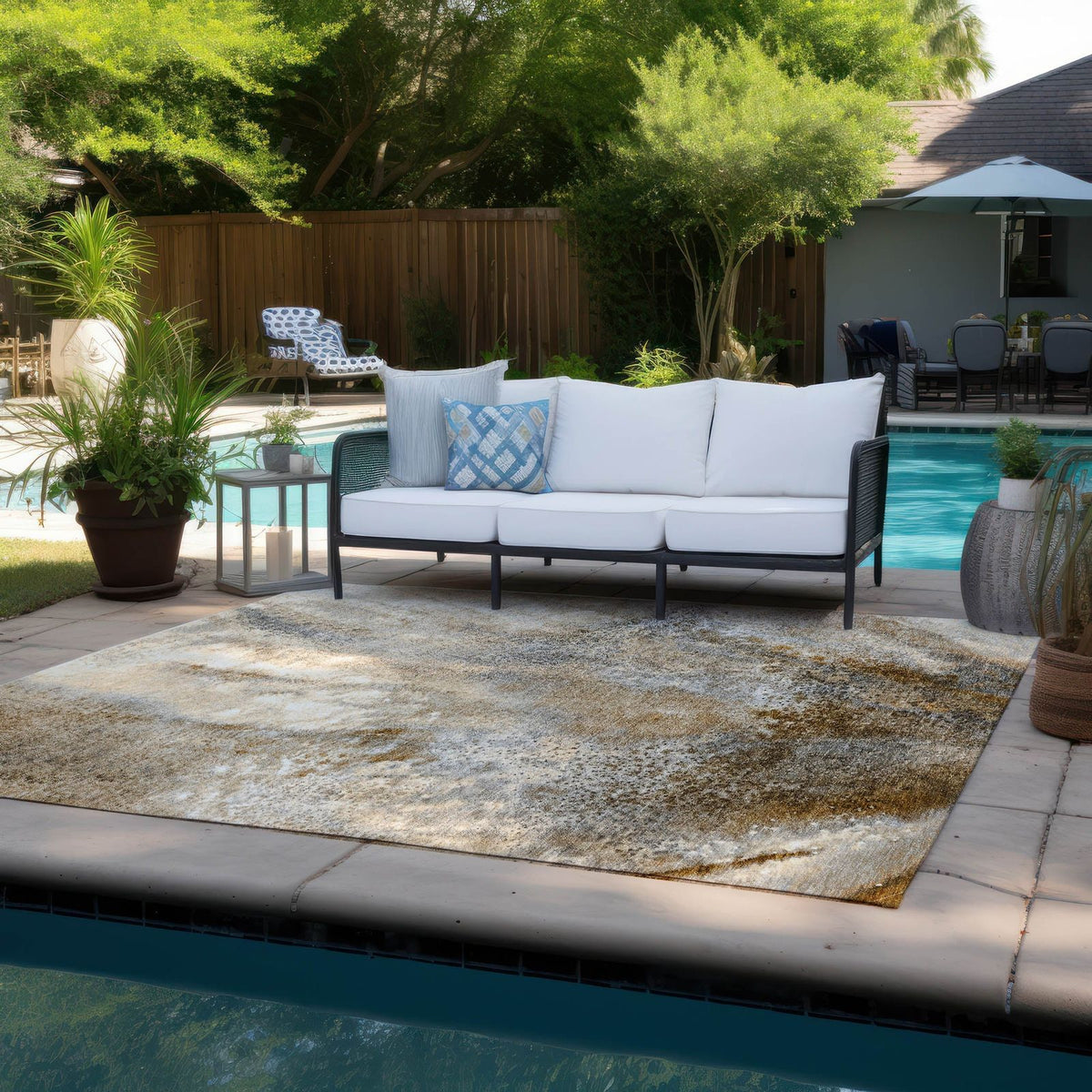 Addison Rugs Watercolors Brown Washable Indoor-Outdoor Rug