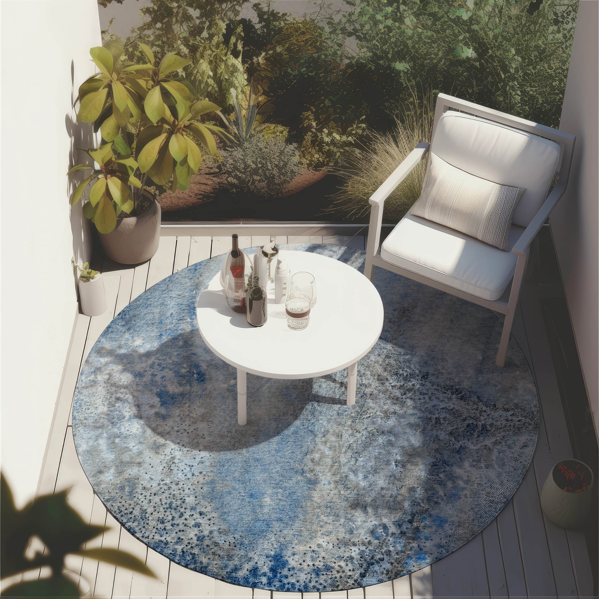 Addison Rugs Watercolors Navy Washable Indoor-Outdoor Rug