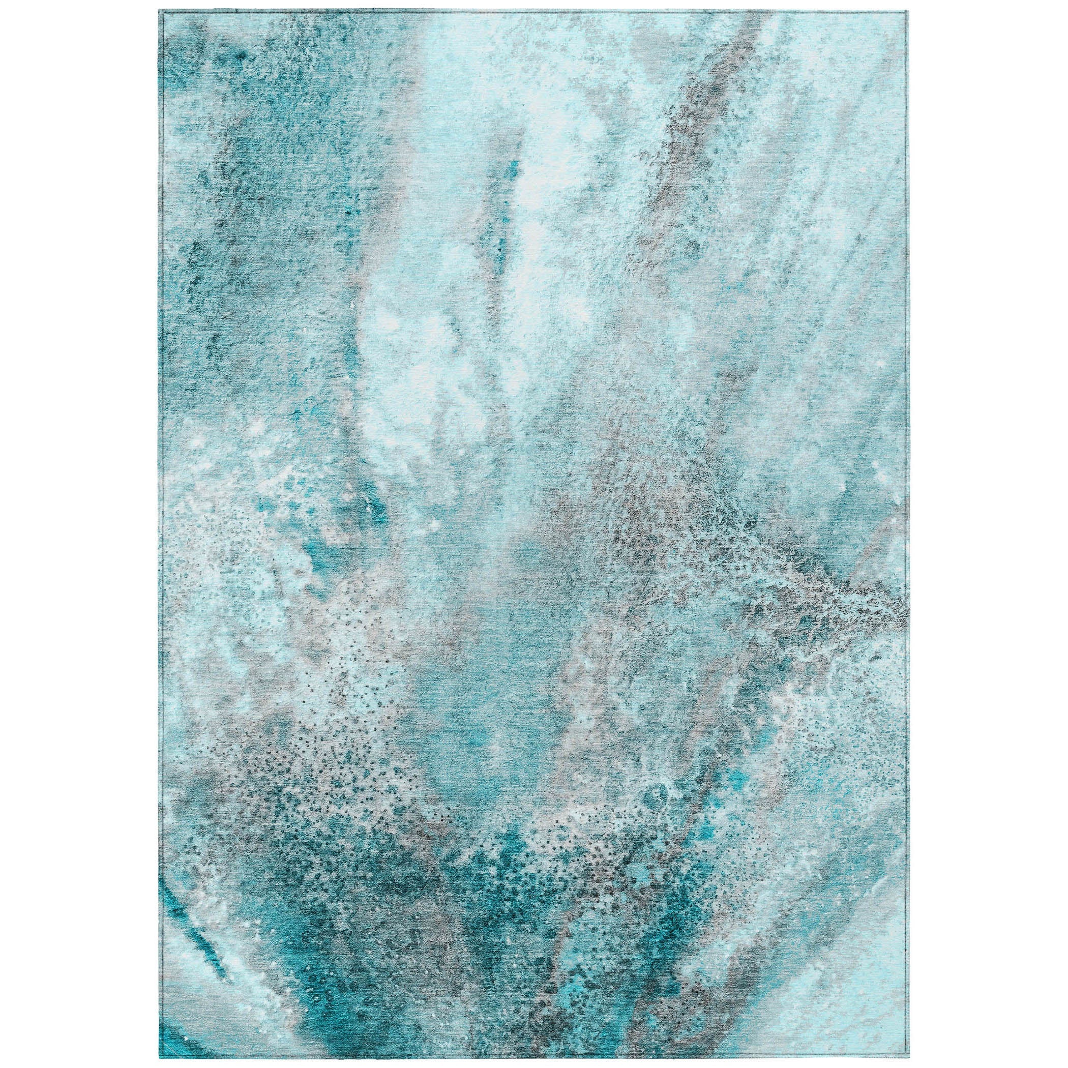 Addison Rugs Watercolors Teal Washable Indoor-Outdoor Rug
