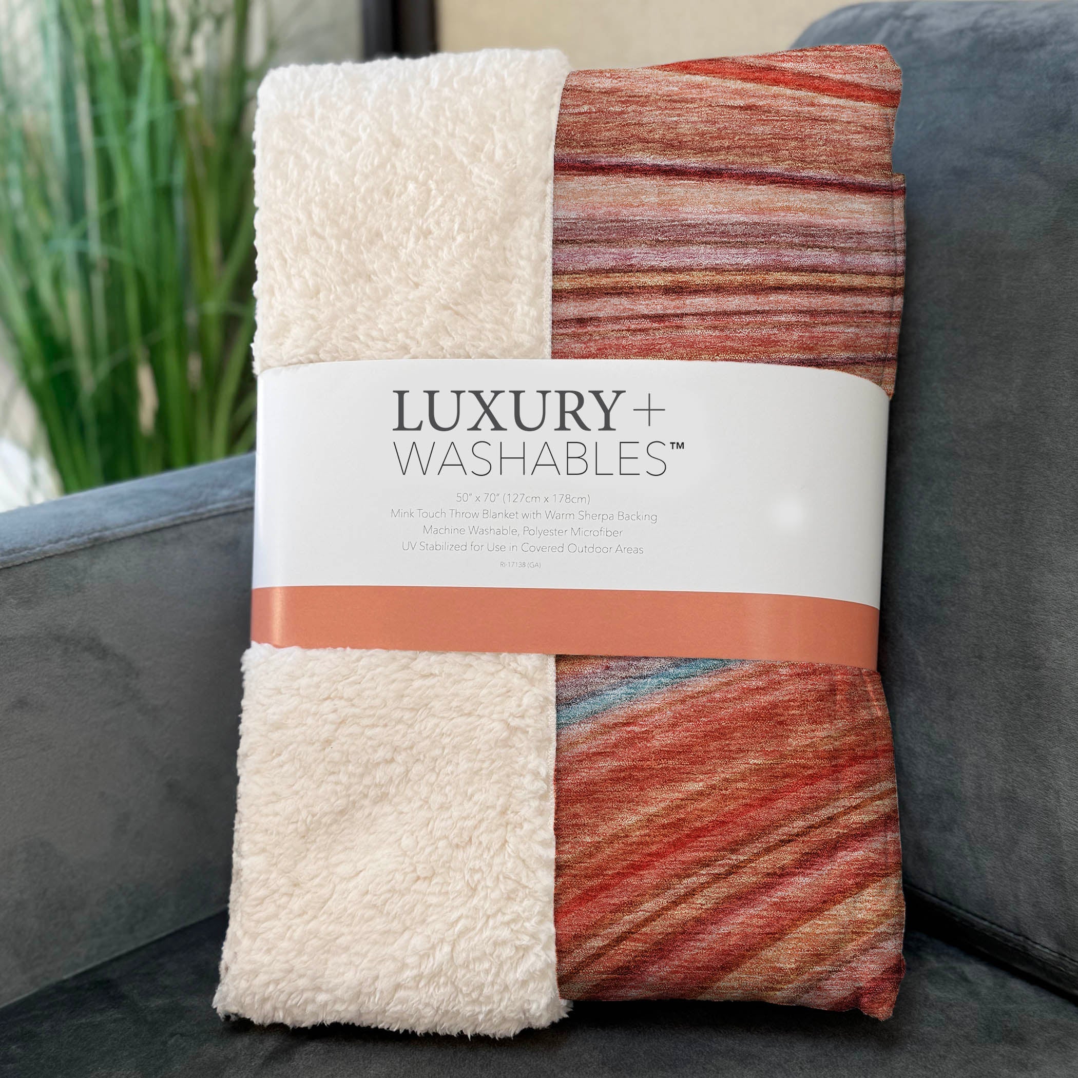 Addison Rugs Waves Terracotta Indoor-Outdoor with Matching Throw