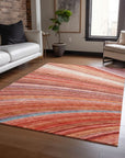 Addison Rugs Waves Terracotta Indoor-Outdoor with Matching Throw