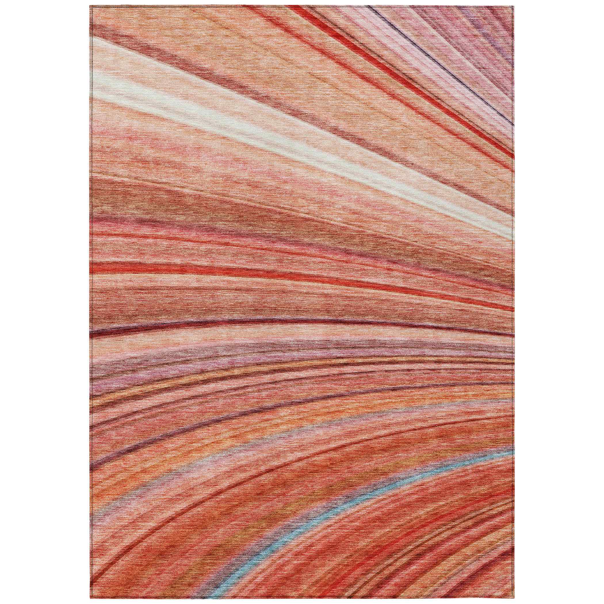 Addison Rugs Waves Terracotta Indoor-Outdoor with Matching Throw