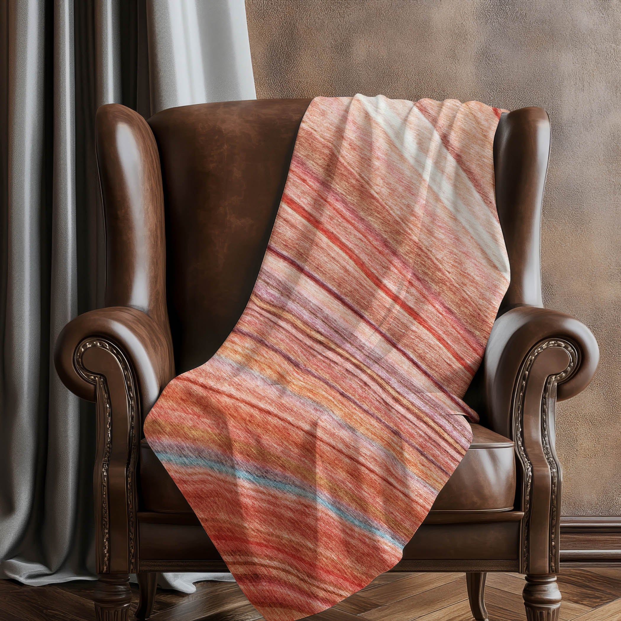 Addison Rugs Waves Terracotta Indoor-Outdoor with Matching Throw