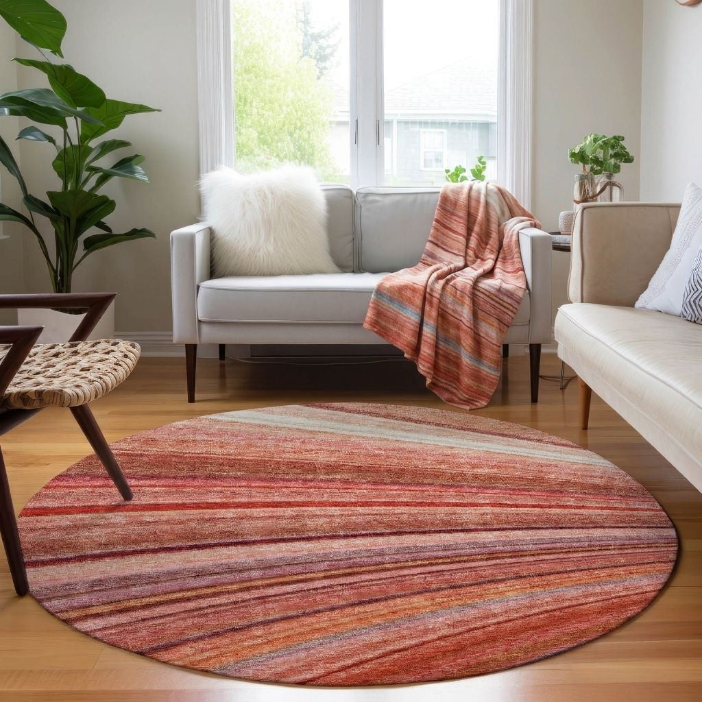Addison Rugs Waves Terracotta Indoor-Outdoor with Matching Throw