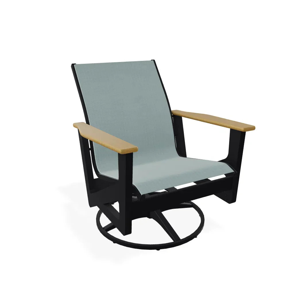 Wexler Sling Chat Height Swivel Rocker with Rustic Polymer Arms