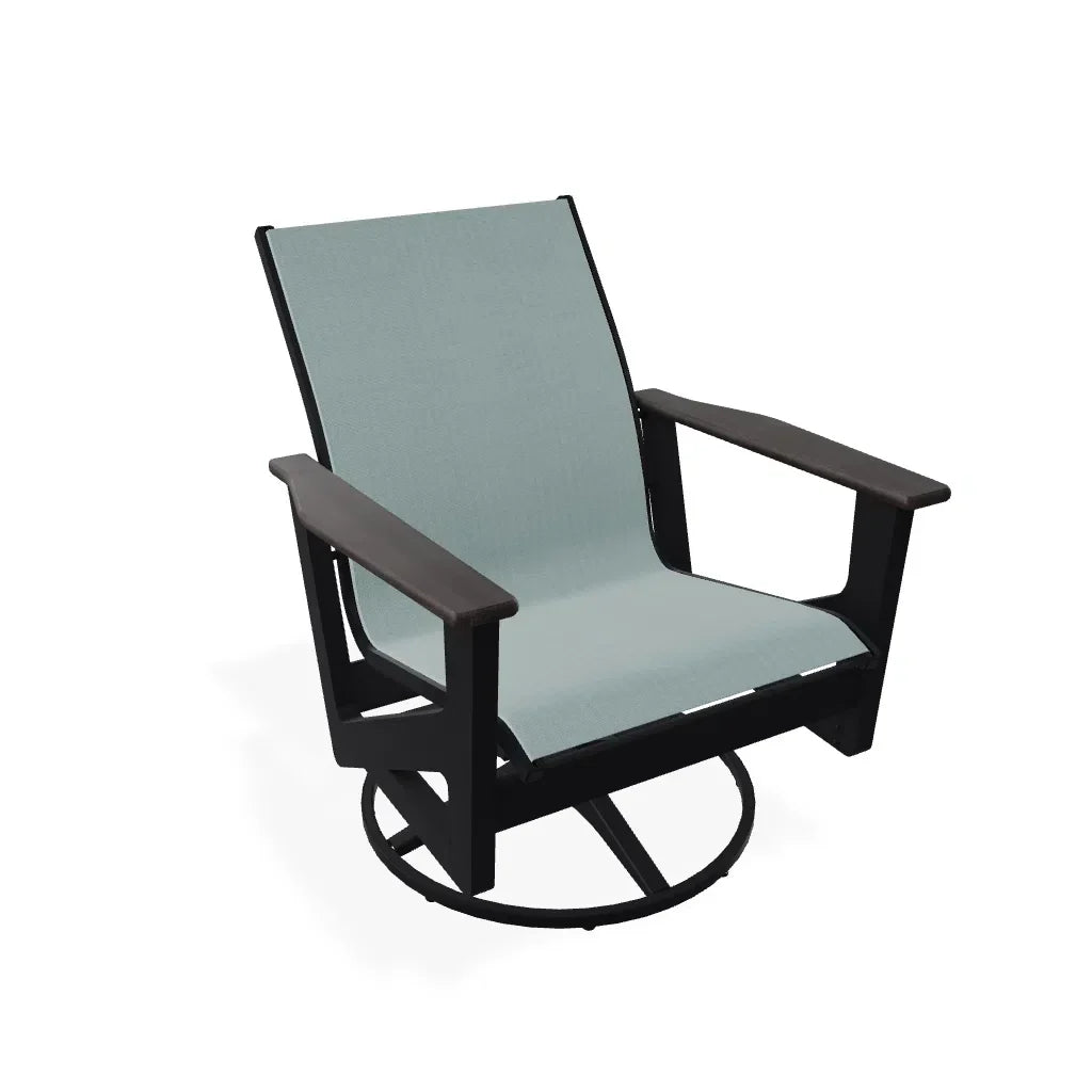 Wexler Sling Chat Height Swivel Rocker with Rustic Polymer Arms