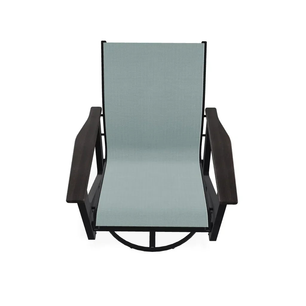 Wexler Sling Chat Height Swivel Rocker with Rustic Polymer Arms