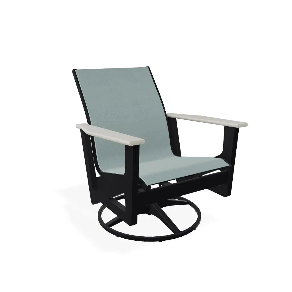 Wexler Sling Chat Height Swivel Rocker with Rustic Polymer Arms