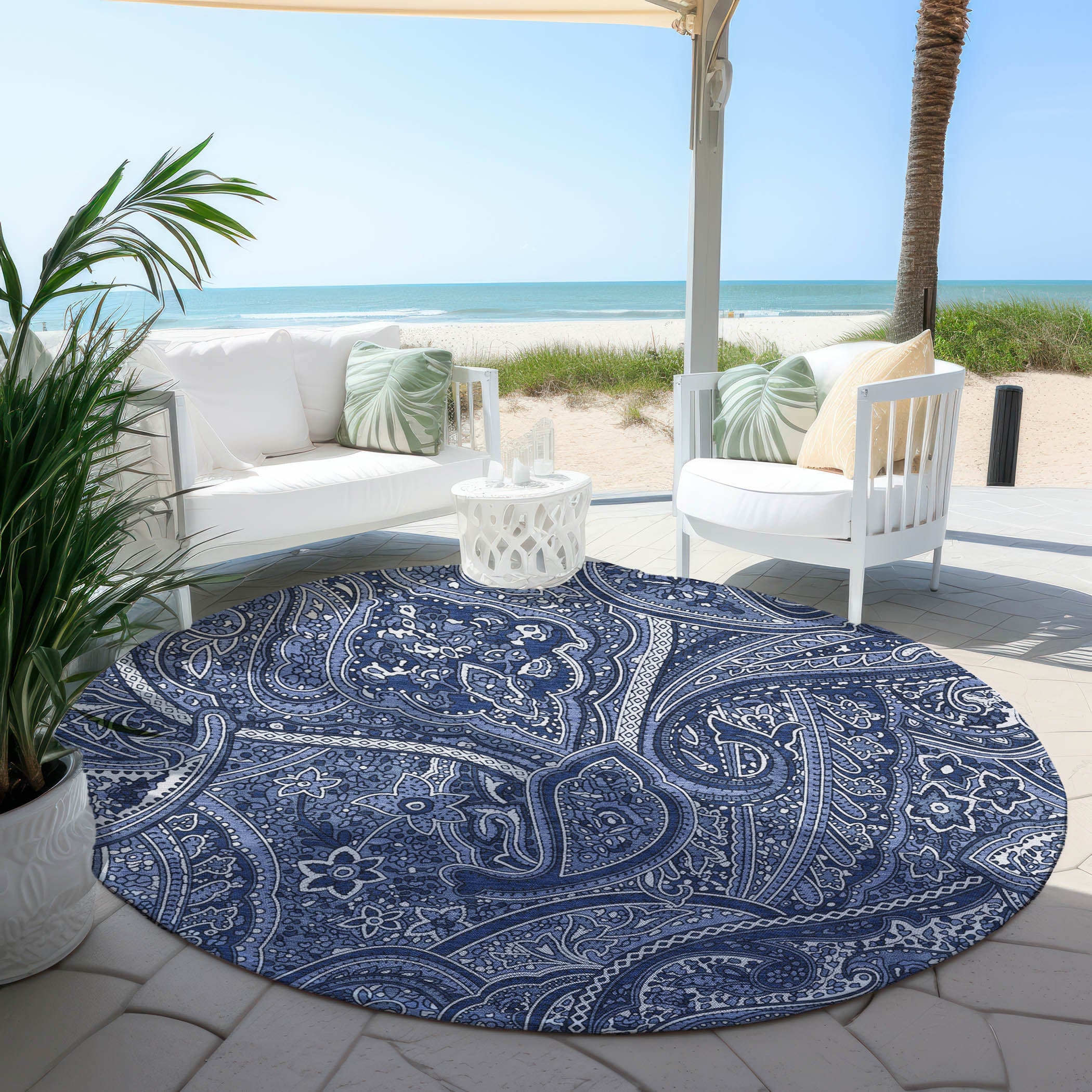 Addison Rugs Woven Blocks Blue Washable Indoor-Outdoor Rug