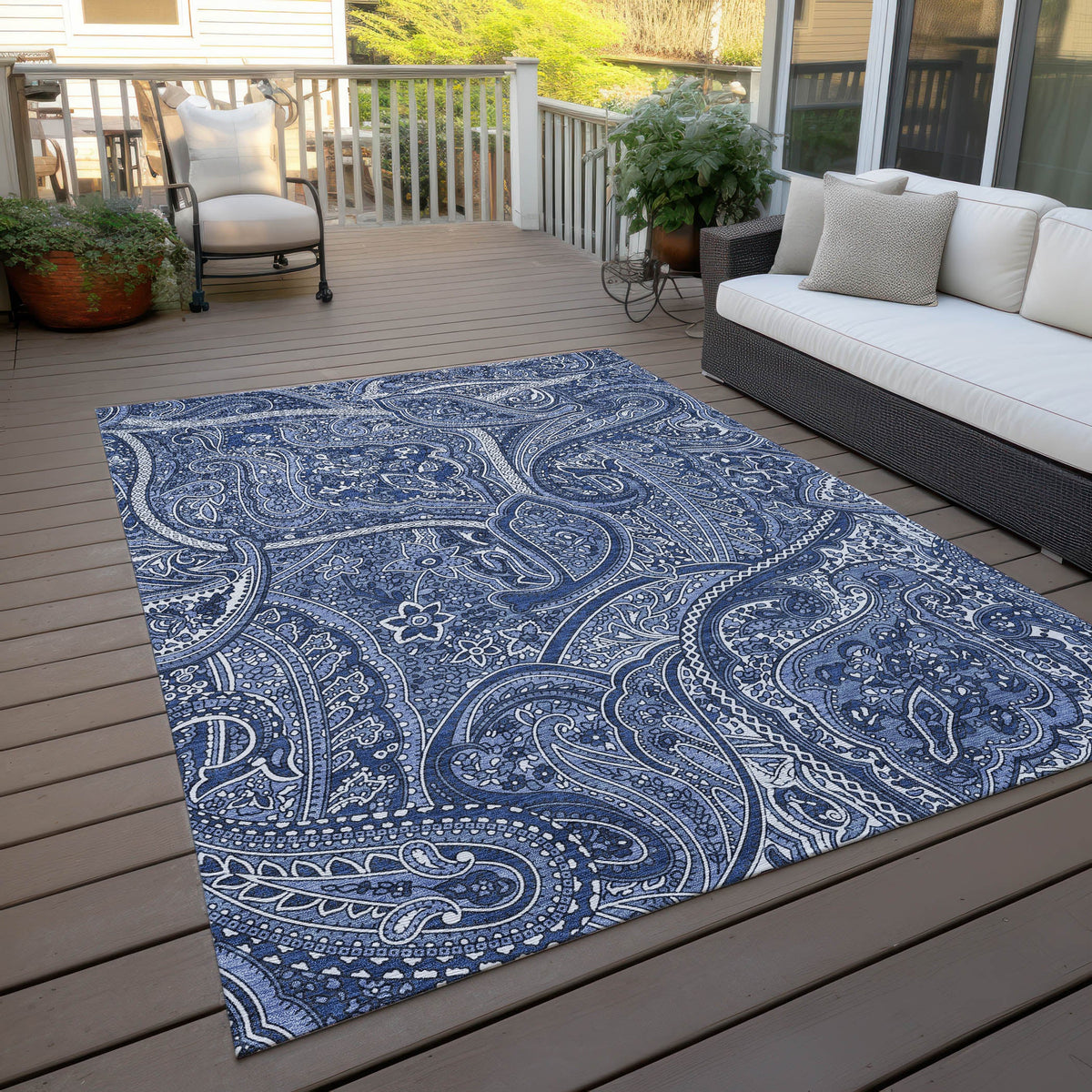 Addison Rugs Woven Blocks Blue Washable Indoor-Outdoor Rug
