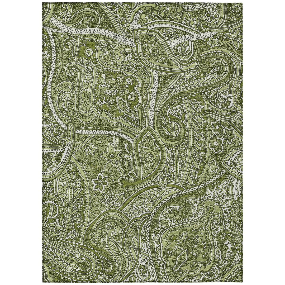 Addison Rugs Woven Blocks Green Washable Indoor-Outdoor Rug