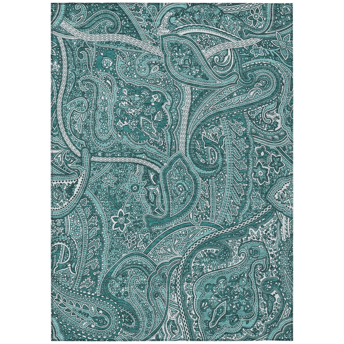 Addison Rugs Woven Blocks Teal Washable Indoor-Outdoor Rug