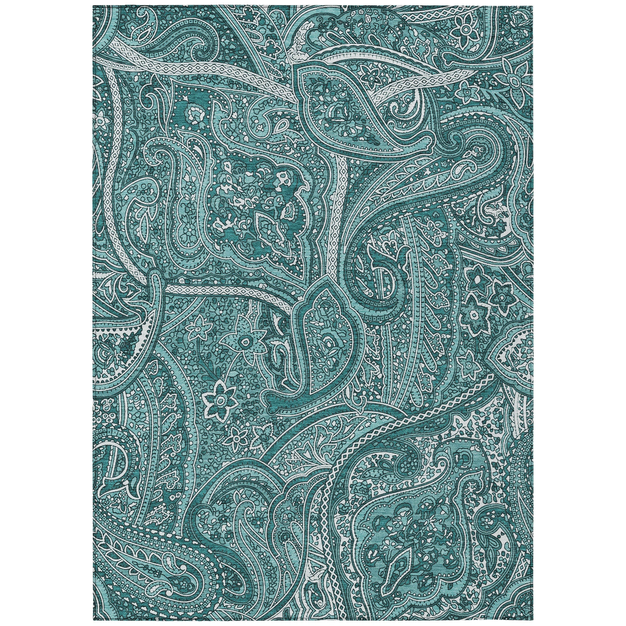 Addison Rugs Woven Blocks Teal Washable Indoor-Outdoor Rug