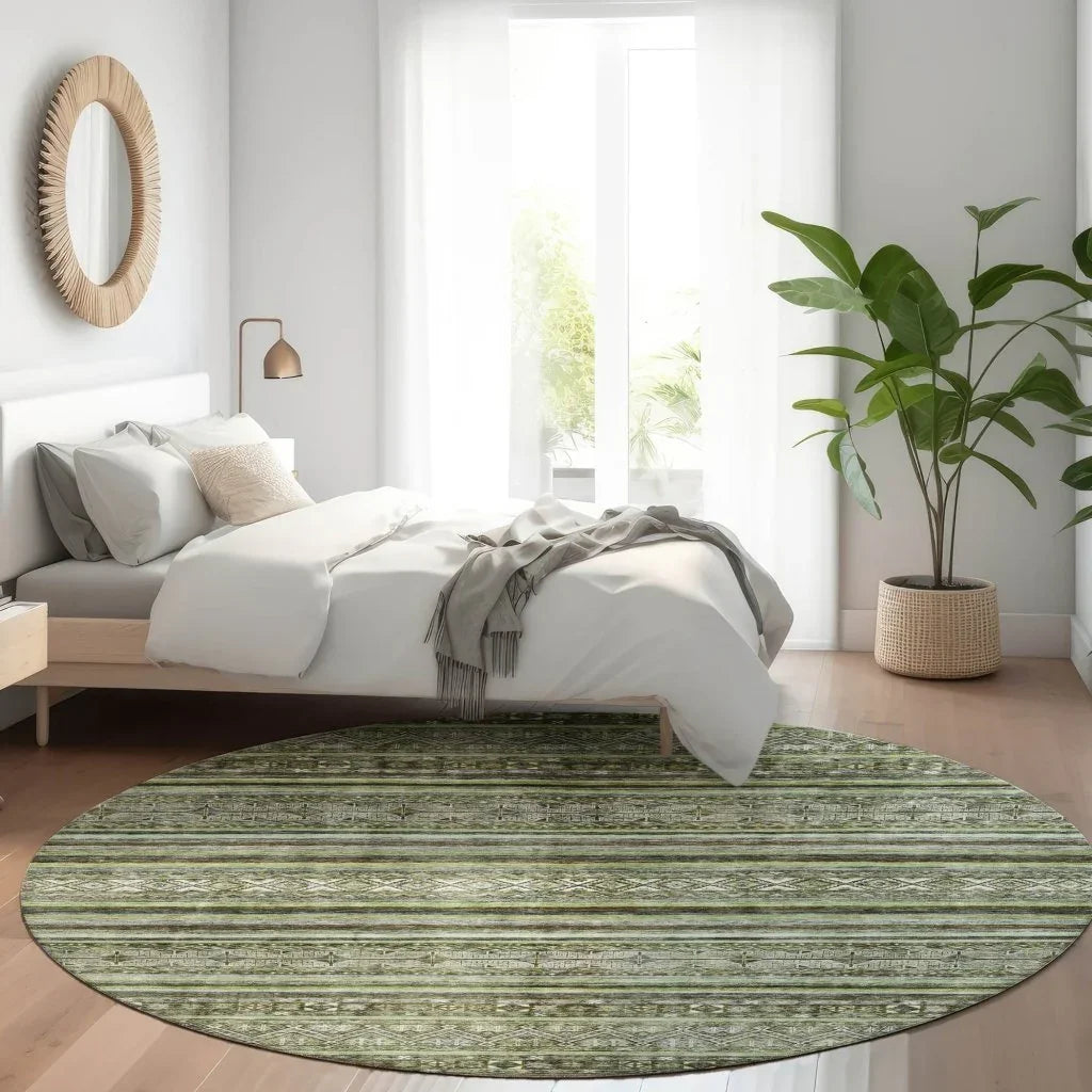 LOOMLAN Rugs Ysadora Green Washable Indoor-Outdoor Rug