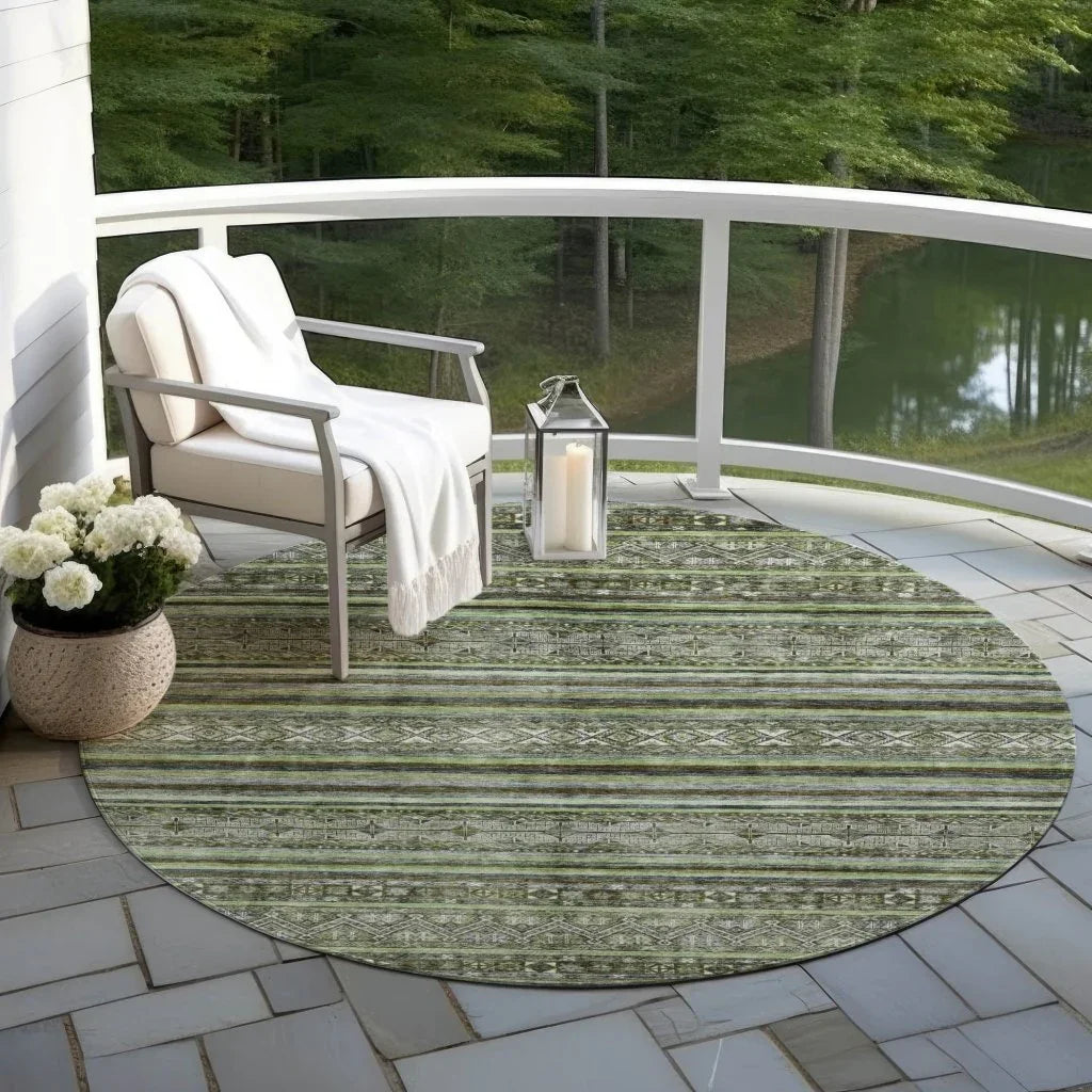 LOOMLAN Rugs Ysadora Green Washable Indoor-Outdoor Rug