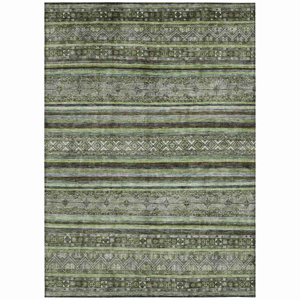 LOOMLAN Rugs Ysadora Green Washable Indoor-Outdoor Rug