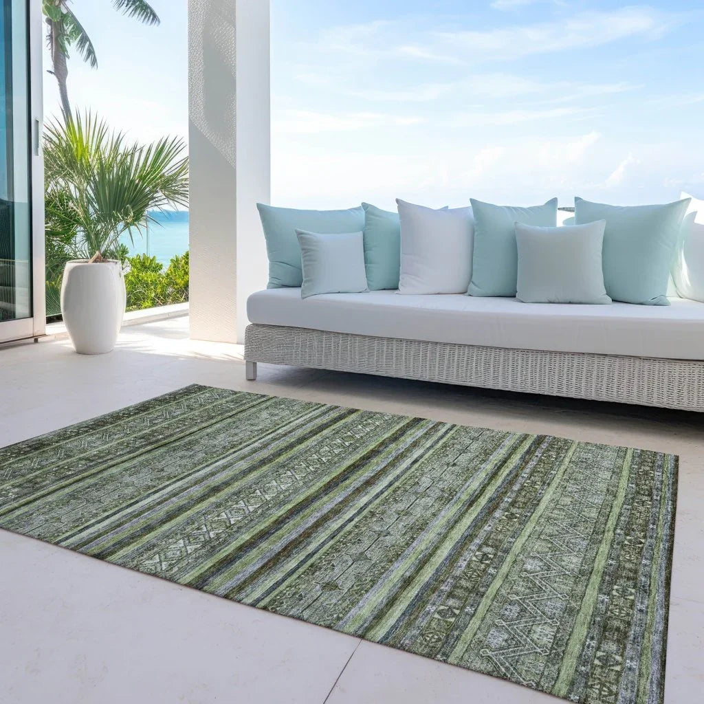 LOOMLAN Rugs Ysadora Green Washable Indoor-Outdoor Rug