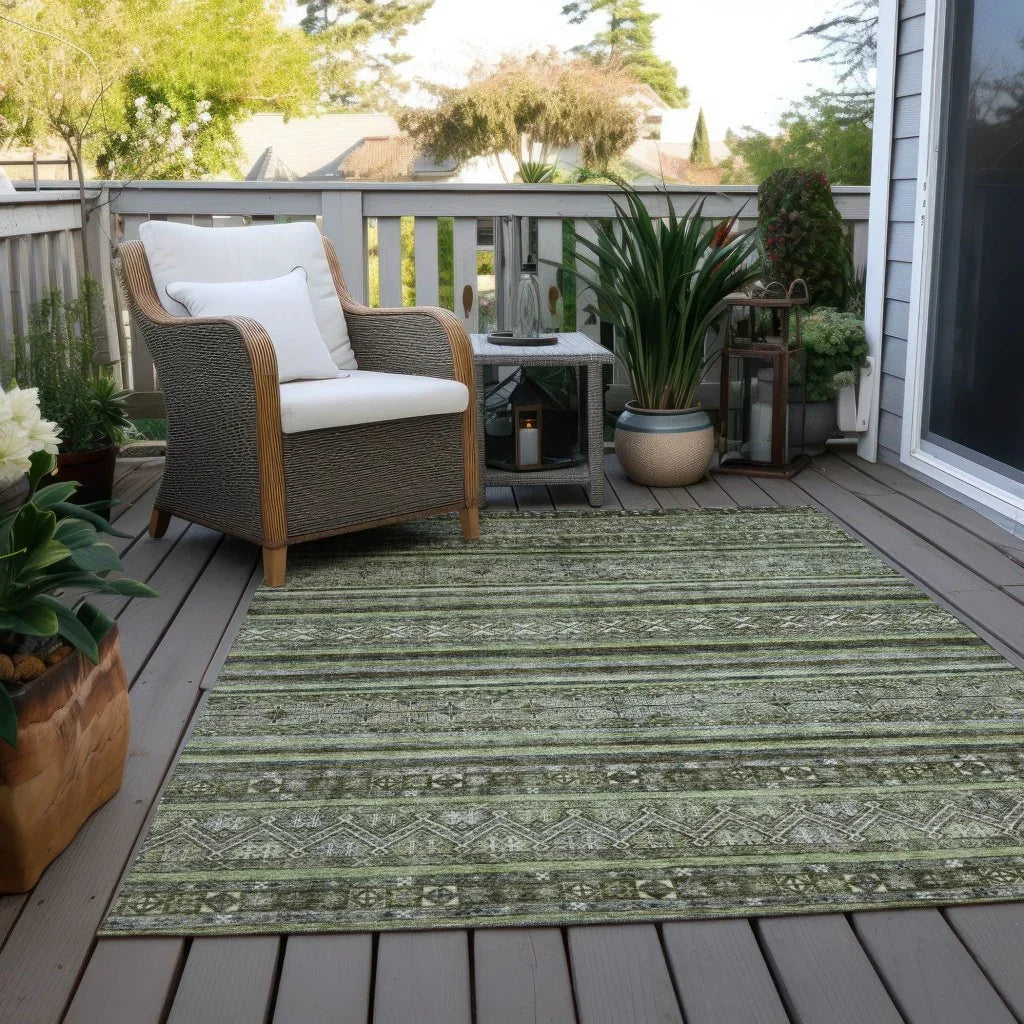 LOOMLAN Rugs Ysadora Green Washable Indoor-Outdoor Rug