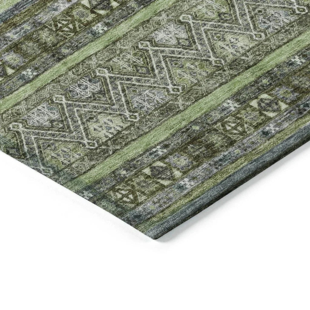 LOOMLAN Rugs Ysadora Green Washable Indoor-Outdoor Rug