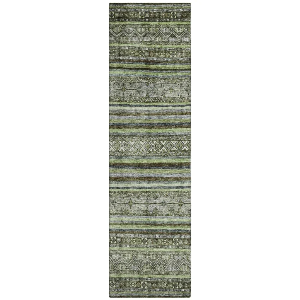 LOOMLAN Rugs Ysadora Green Washable Indoor-Outdoor Rug