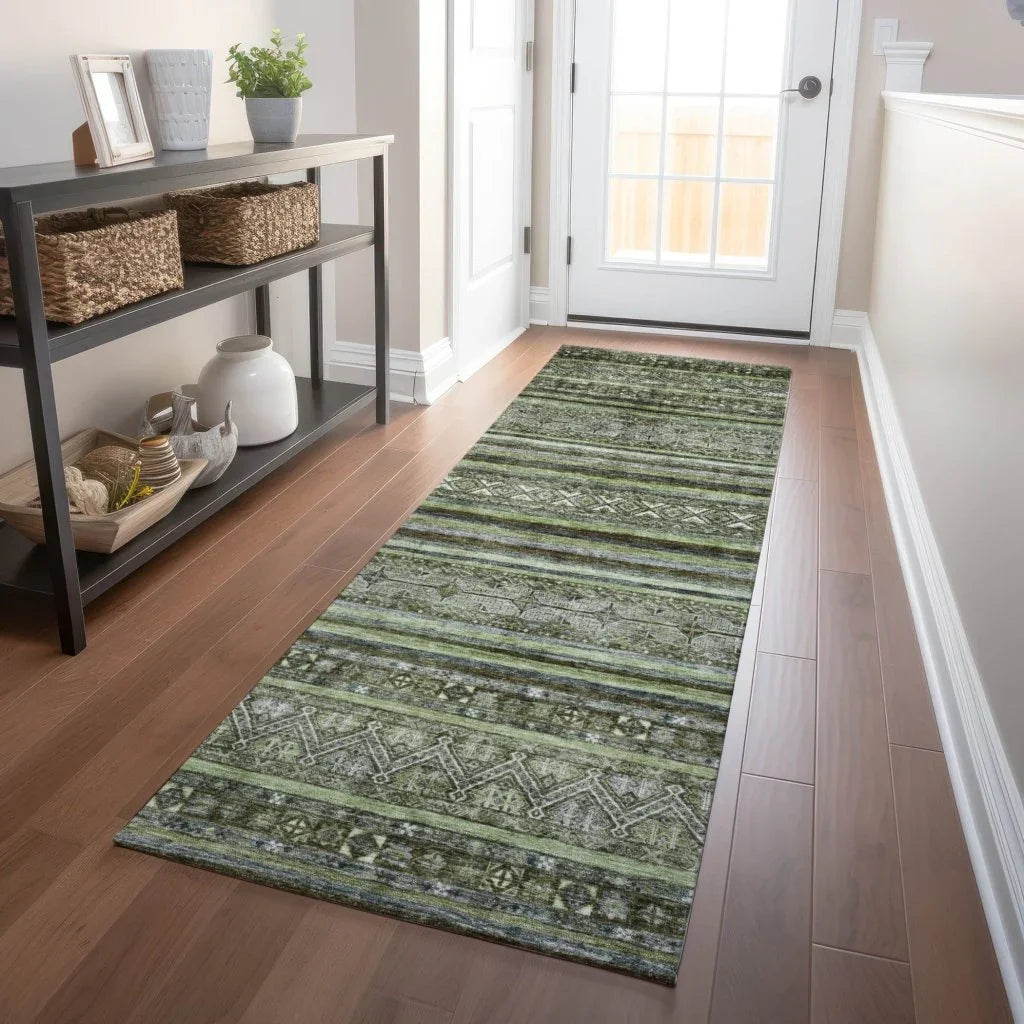 LOOMLAN Rugs Ysadora Green Washable Indoor-Outdoor Rug