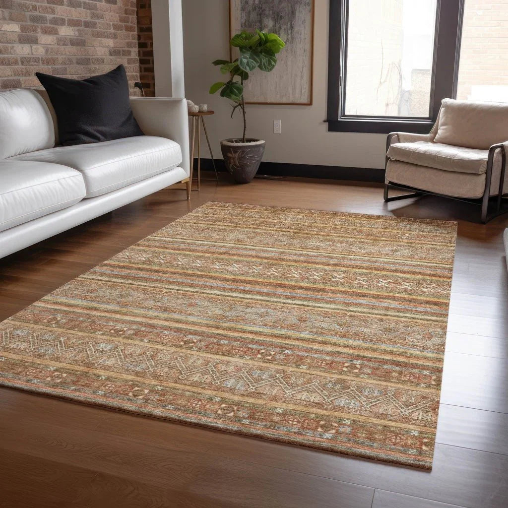 LOOMLAN Rugs Ysadora Orange Washable Indoor-Outdoor Rug