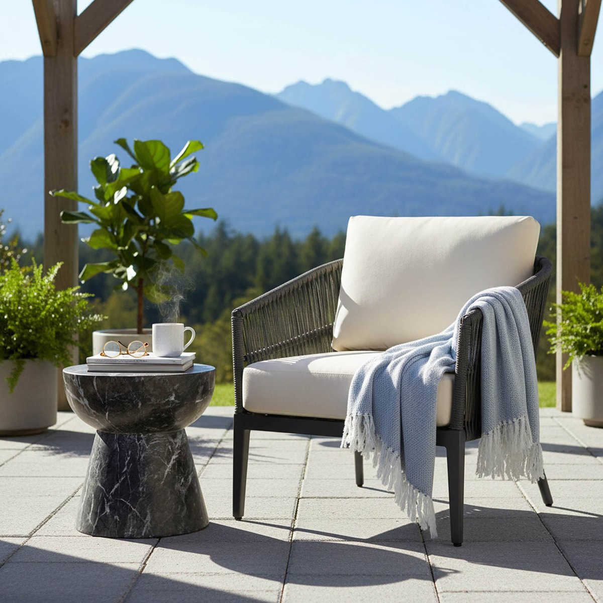 LH Home Yves Concrete Outdoor Side Table