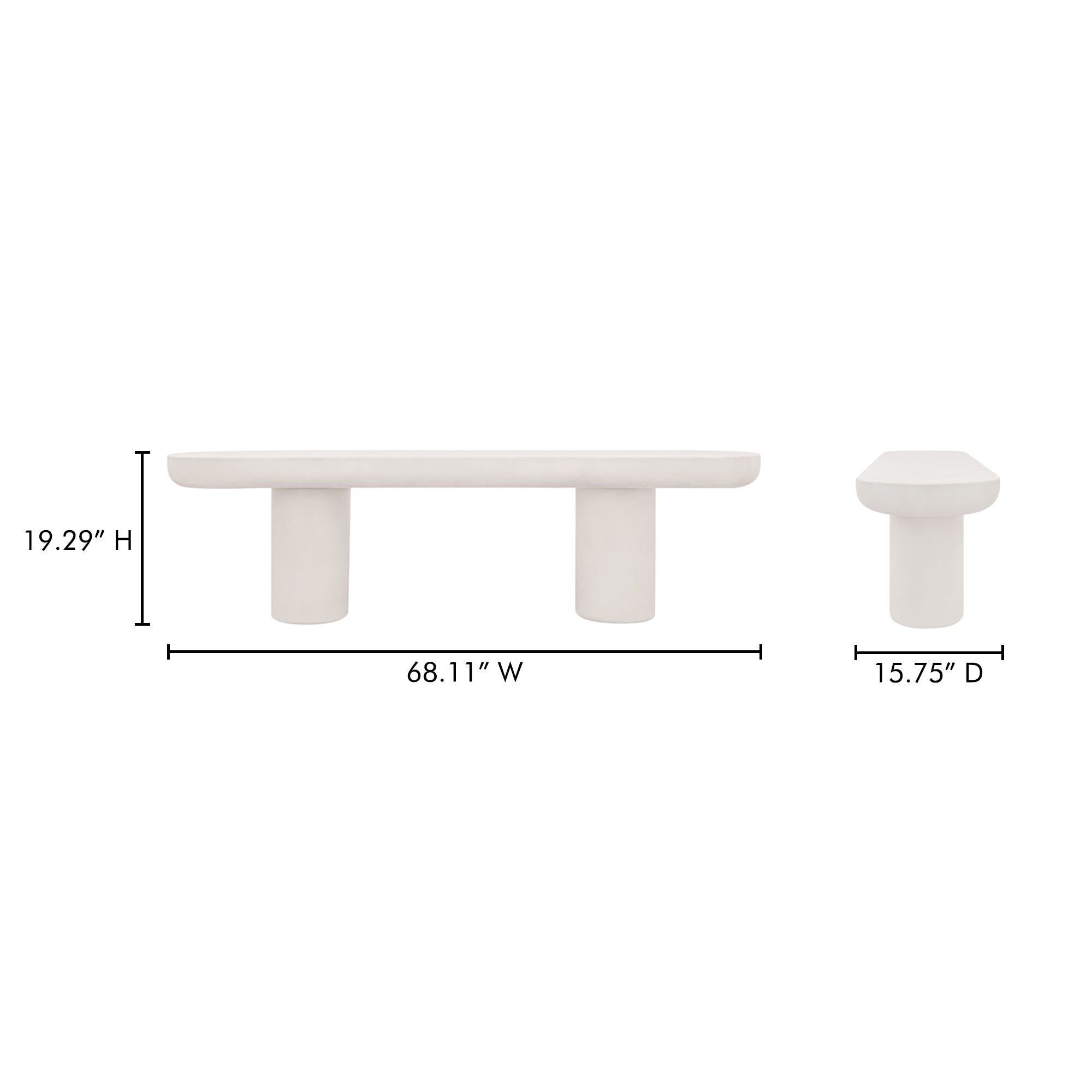 Rocca Cream Concrete Design Outdoor Bench