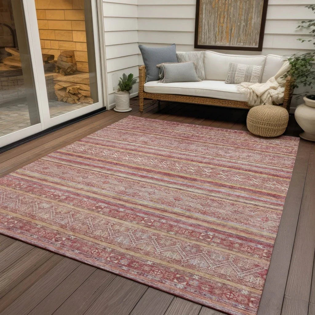 LOOMLAN Rugs Zaraxa Orange Washable Indoor-Outdoor Rug