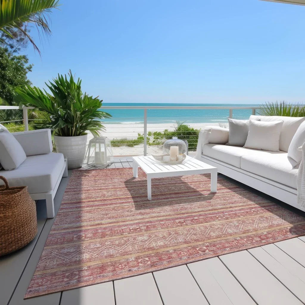 LOOMLAN Rugs Zaraxa Orange Washable Indoor-Outdoor Rug