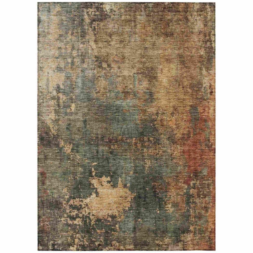LOOMLAN Rugs Zuleya Green Washable Indoor-Outdoor Rug