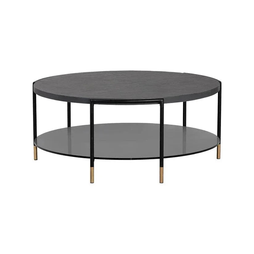 Zuma Coffee Table Concrete & Glass Gold Caps-Outdoor Coffee Tables-SUNPAN-LOOMLAN