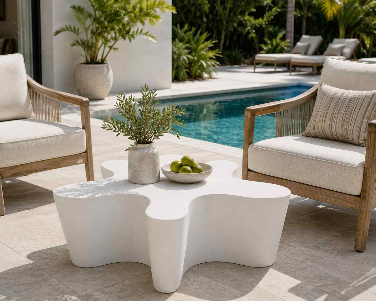 Naka Live Edge White Outdoor Coffee Table - view 3