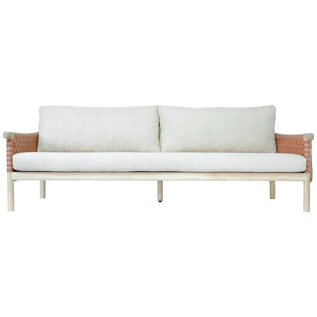 Wade Wood Frame Leather Patio Sofa -- view 4