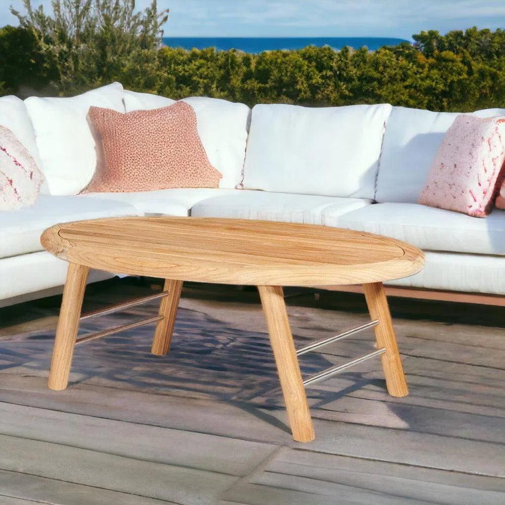 Aalto Oval Outdoor Teak Coffee Table - LOOMLAN - HiTeak - Outdoor Coffee Tables
