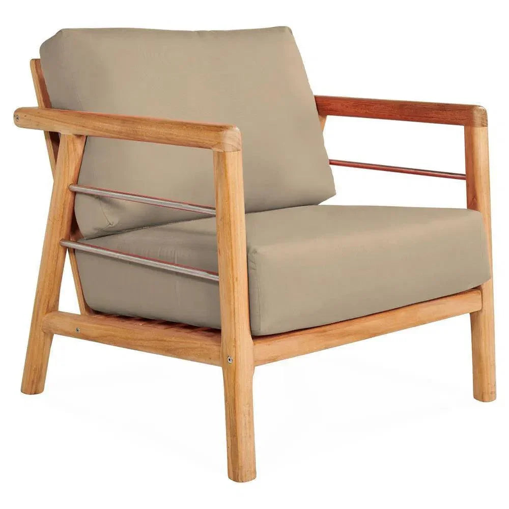 Aalto Teak Deep Outdoor Club Chair Sunbrella Cushion - LOOMLAN - HiTeak - Outdoor Accent Chairs