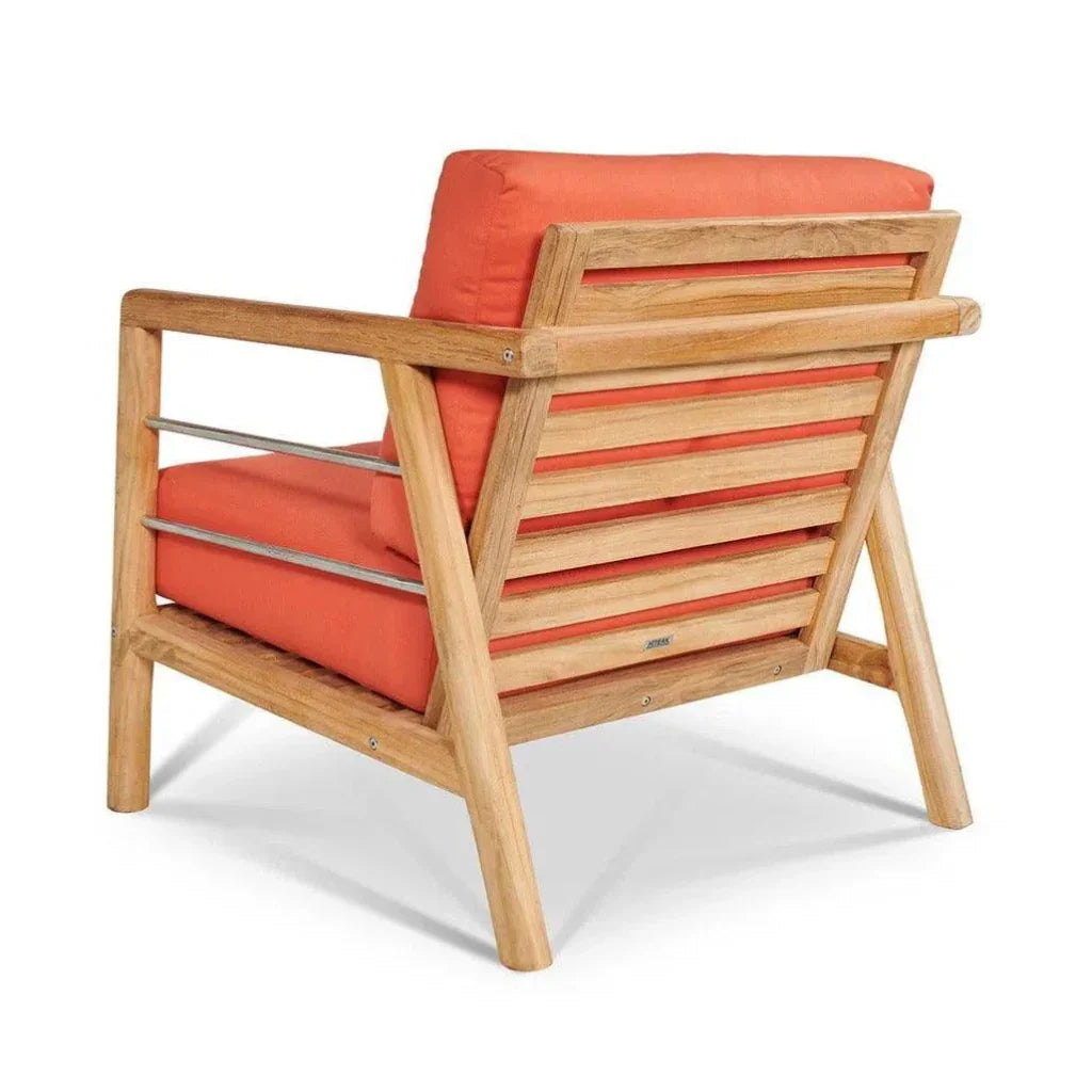 Aalto Teak Deep Outdoor Club Chair Sunbrella Cushion - LOOMLAN - HiTeak - Outdoor Accent Chairs