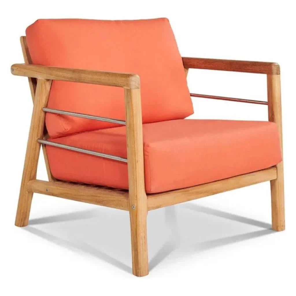 Aalto Teak Deep Outdoor Club Chair Sunbrella Cushion - LOOMLAN - HiTeak - Outdoor Accent Chairs