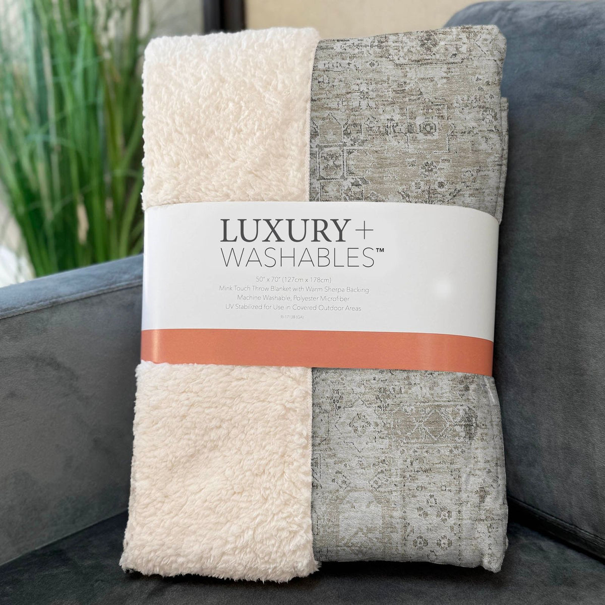 Parallel Bands Taupe Washable Indoor-Outdoor Rug