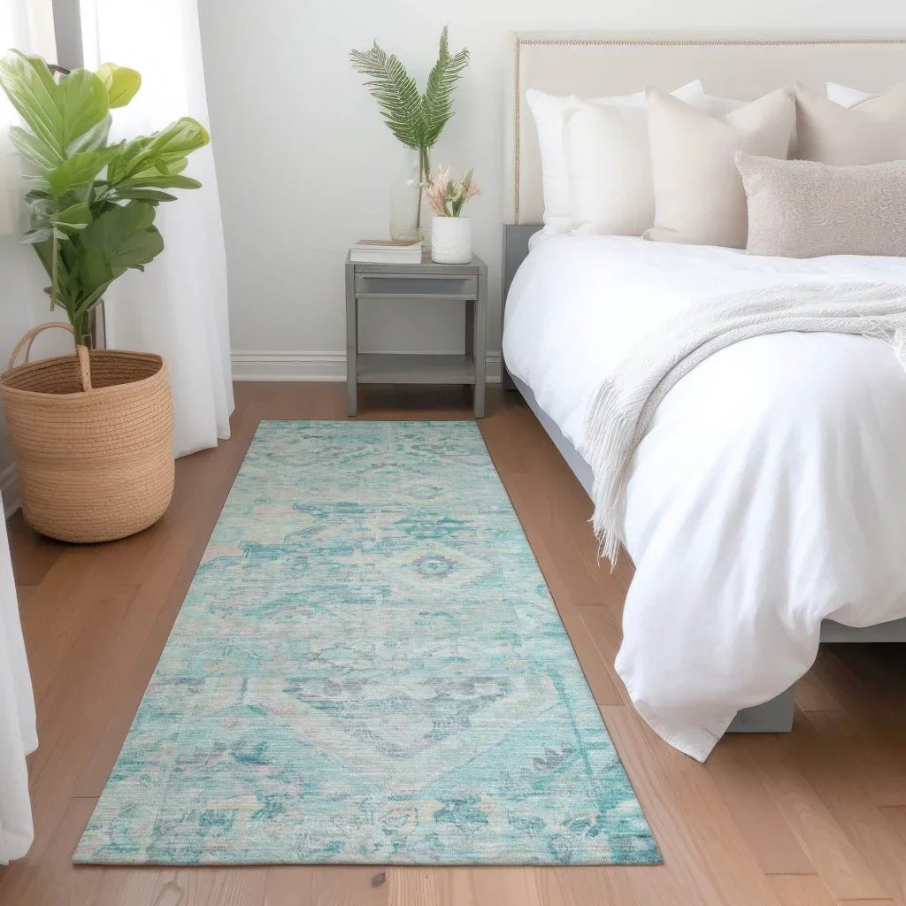 Aelain Teal Washable Indoor - Outdoor Rug - LOOMLAN - LOOMLAN Rugs - Outdoor Rugs