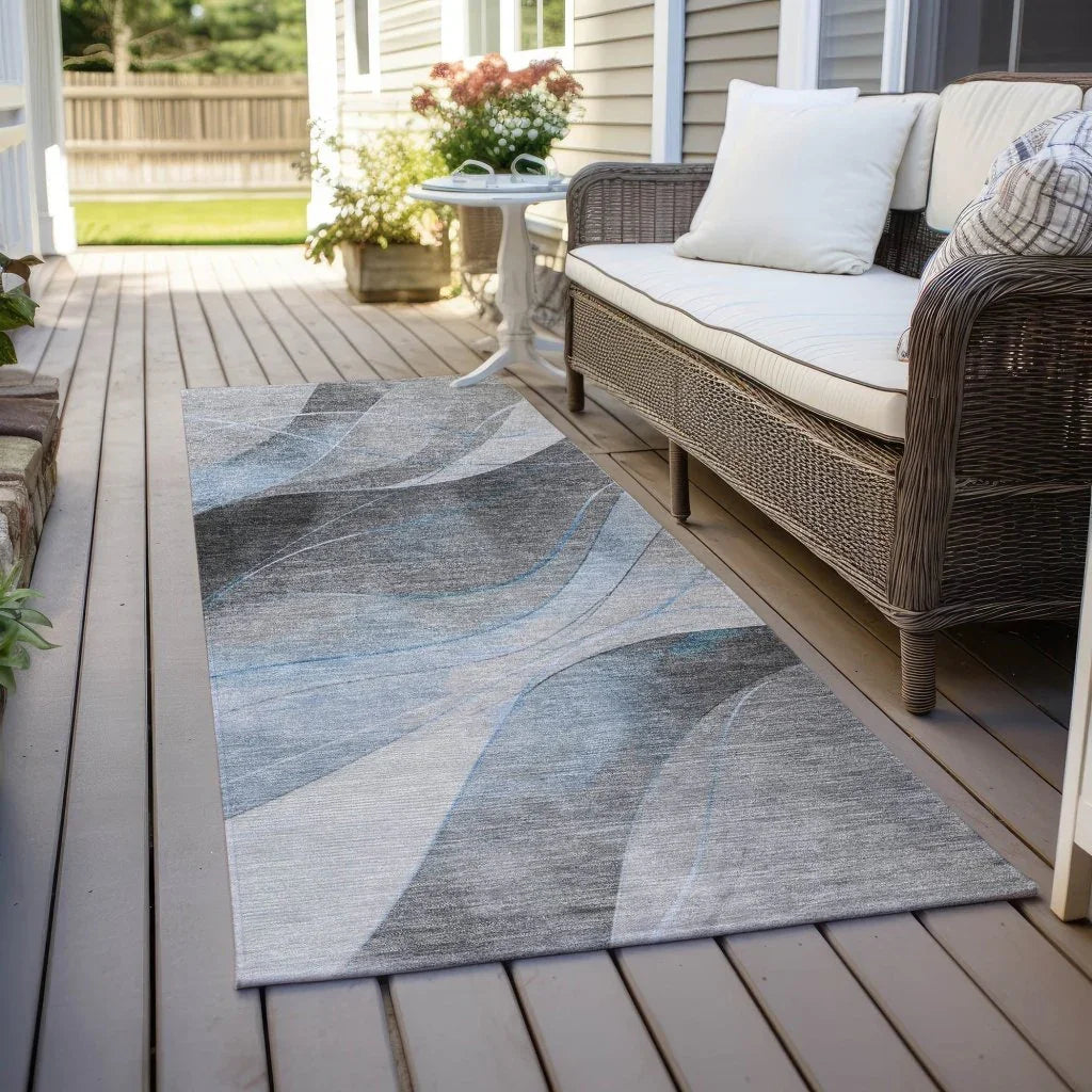 Aelien Blue Washable Indoor - Outdoor Rug - LOOMLAN - LOOMLAN Rugs - Outdoor Rugs