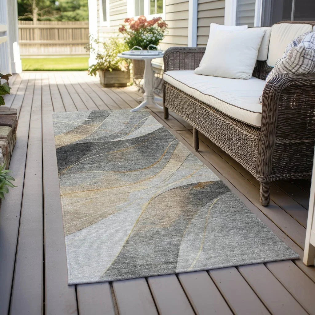 Aelien Gray Washable Indoor - Outdoor Rug - LOOMLAN - LOOMLAN Rugs - Outdoor Rugs