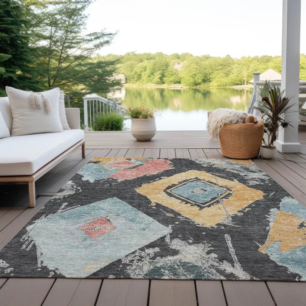 Aelir Gray Washable Indoor - Outdoor Rug - LOOMLAN - LOOMLAN Rugs - Outdoor Rugs