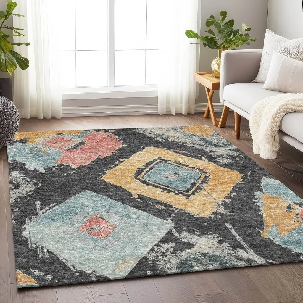 Aelir Gray Washable Indoor - Outdoor Rug - LOOMLAN - LOOMLAN Rugs - Outdoor Rugs