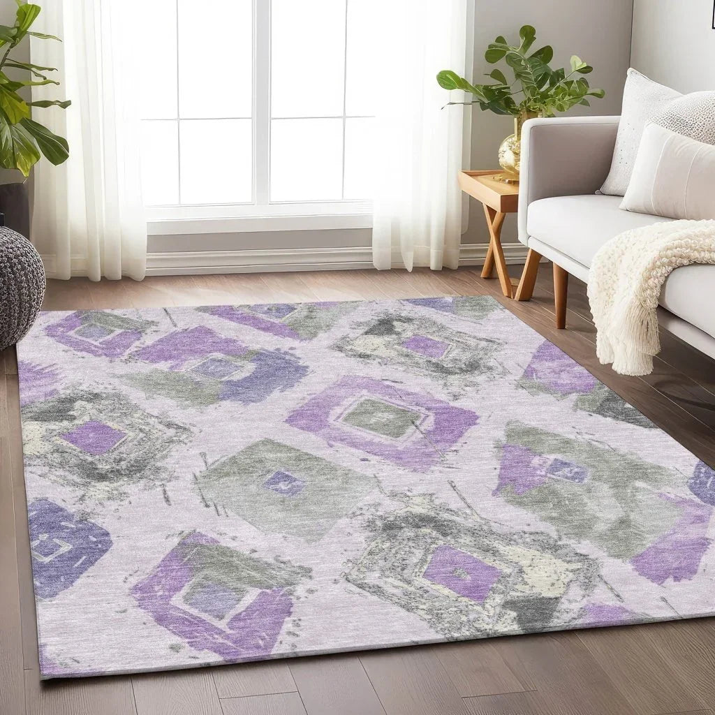 Aelir Purple Washable Indoor - Outdoor Rug - LOOMLAN - LOOMLAN Rugs - Outdoor Rugs